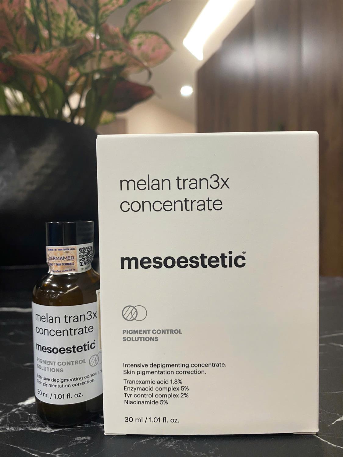 Mesoestetic Melan tran3x Concentrate Serum ( mờ thâm, kiềm nám, làm sáng ) - 30ml