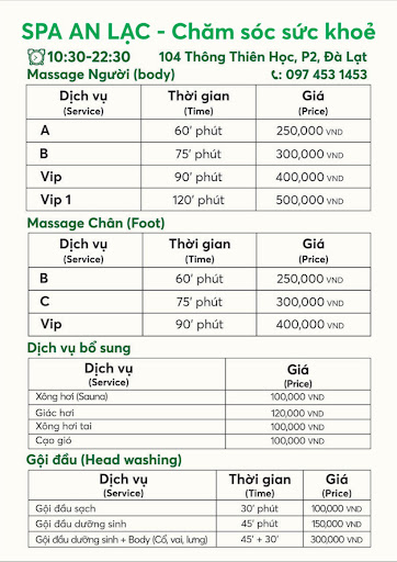 Spa Massage An Lạc - Đà Lạt - Spa Massage tại Đà Lạt, Lâm Đồng