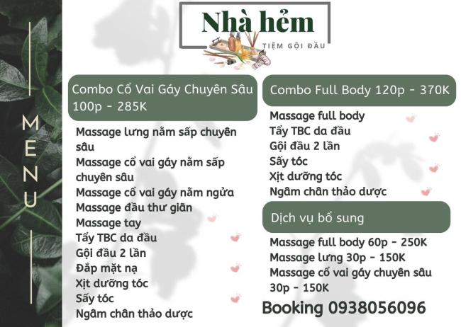 Dịch vụ làm đẹp tại Tiệm Gội Đầu Nhà Hẻm