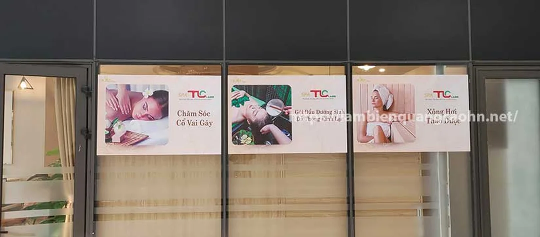 biển quảng cáo spa chăm sóc da chữ nổi mica led trong sảnh