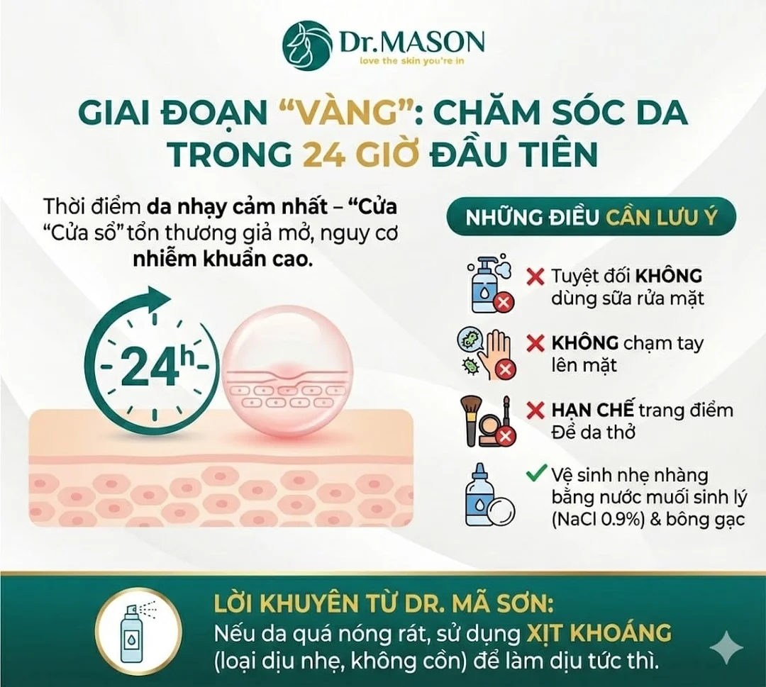 cách chăm sóc da sau khi cấy máu tự thân trong 24 giờ đầu