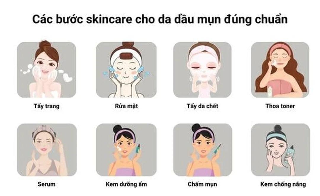 Routine chăm sóc da dầu mụn chuẩn