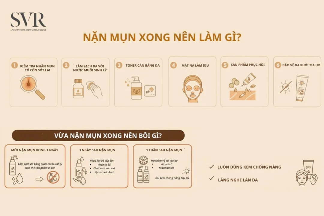 Routine chăm sóc da sau nặn mụn đúng chuẩn