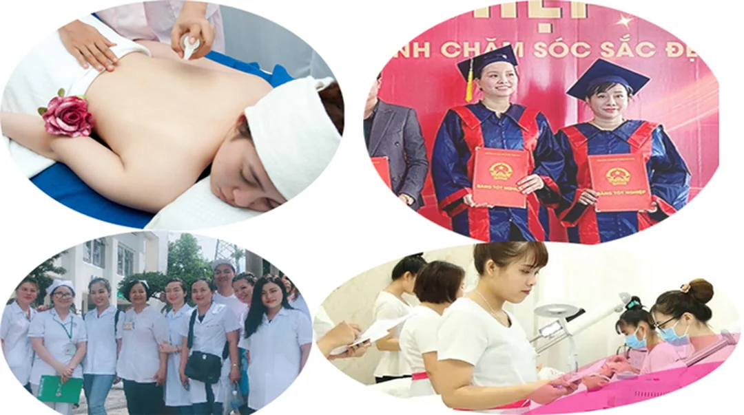 spa chăm sóc da gần đây với giường facial và khu vực tiếp đón khách