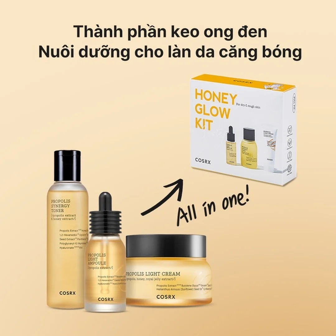 bộ mỹ phẩm chăm sóc da gồm toner serum và kem dưỡng mini